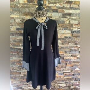 Nanette Lepore Black Knit Dress with Silver Hem Accent - M - NWT